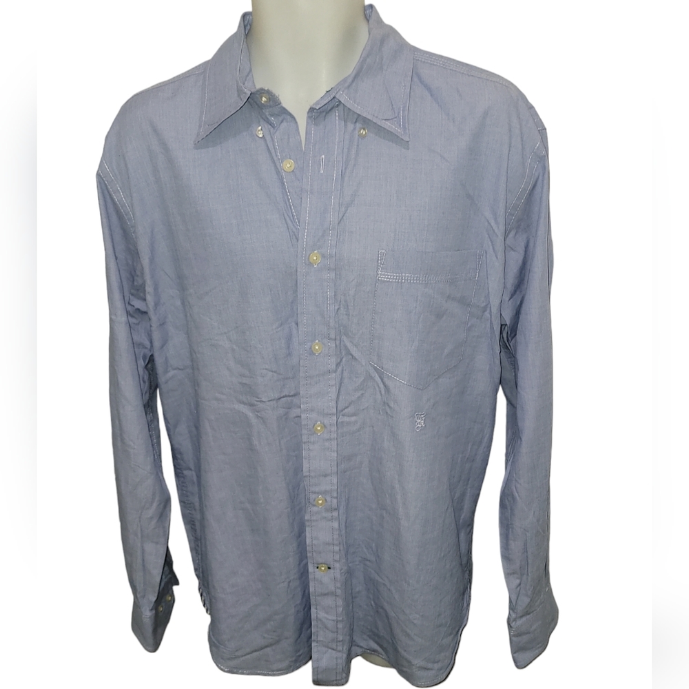 TOMMY HILFIGER Blue Casual Lightweight Shirt Mens Large